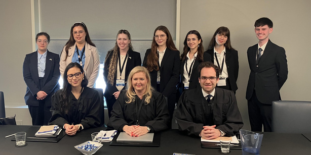 The 2025 Vienna Jessup team after an oral round at the international rounds in Washington, D.C.